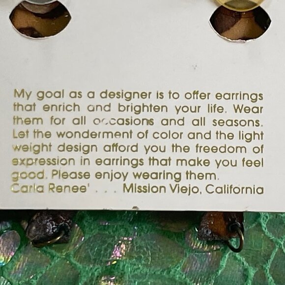 Vintage Carla Renee Handmade in California Dangle Pierced Earrings.  New  * - Picture 5 of 7